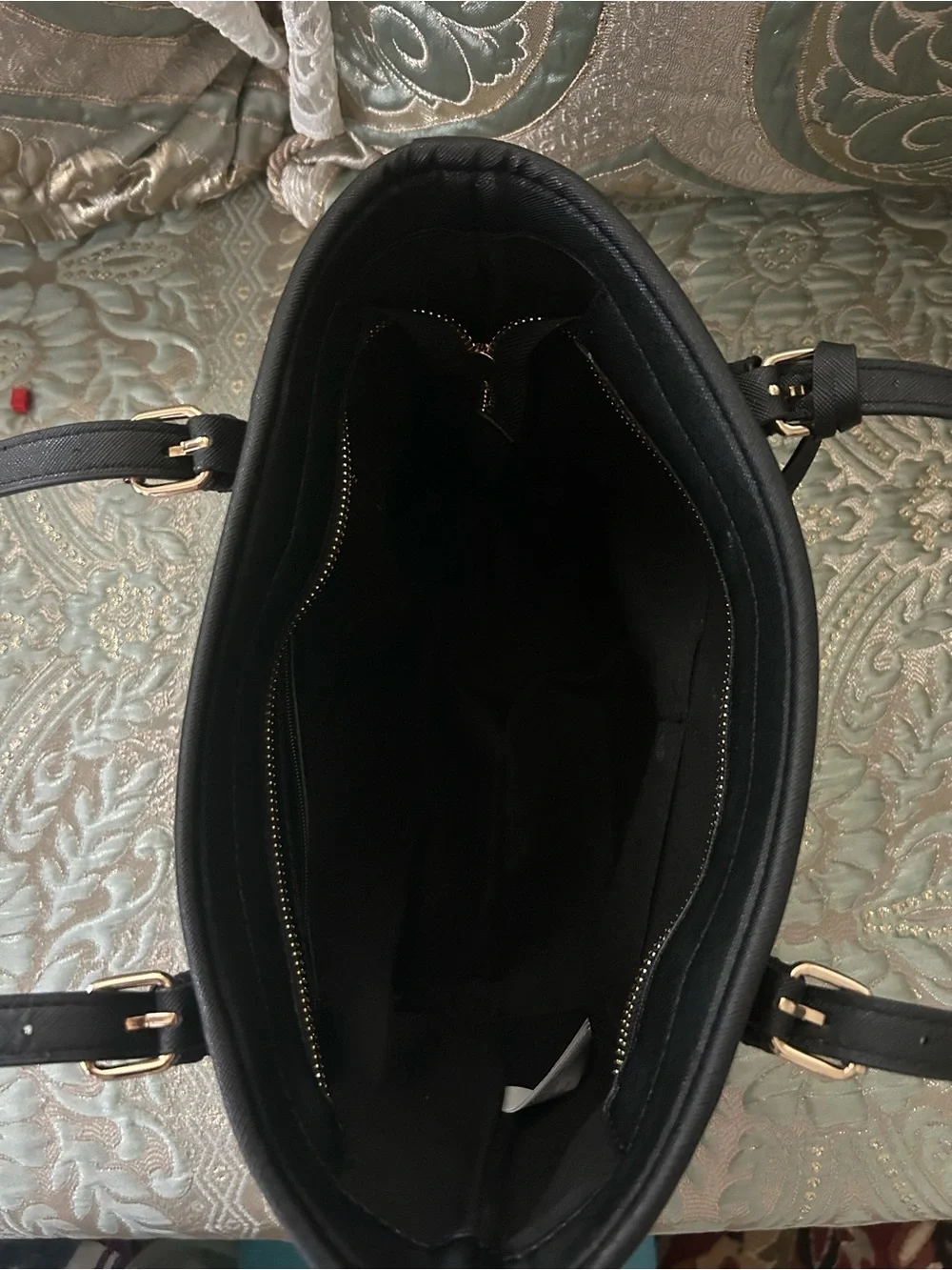 Valentino Orlandi Black Tote Bag with Gold Accents